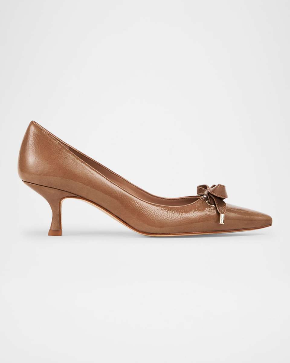 Alma Patent Bow Kitten Pumps